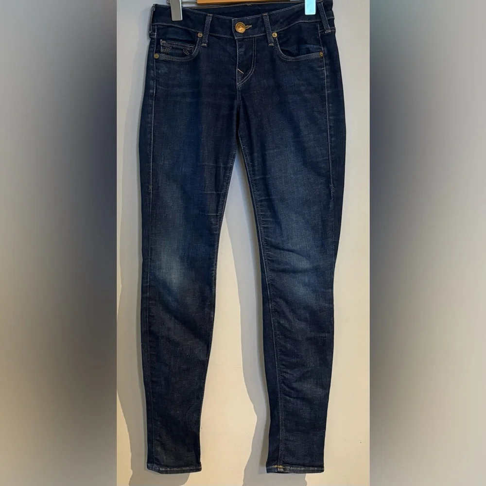 True Religion| Women’s Dark Blue Denim Low Rise Skinny Jeans Sz 26 - Picture 2 of 7